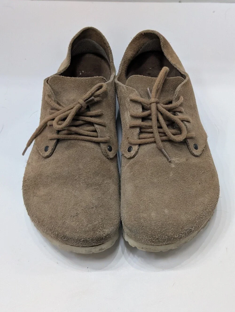 BIRKENSTOCK 41 Maine Suede Leather Oxfords Lace Up Shoes Women's 10, Men's 8 Tan